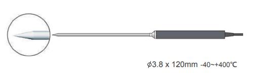 Rixen NK-02-2M โพรบวัดอุณหภูมิปลายแหลม Max.400 °C (Type K) สายยาว 2 เมตร